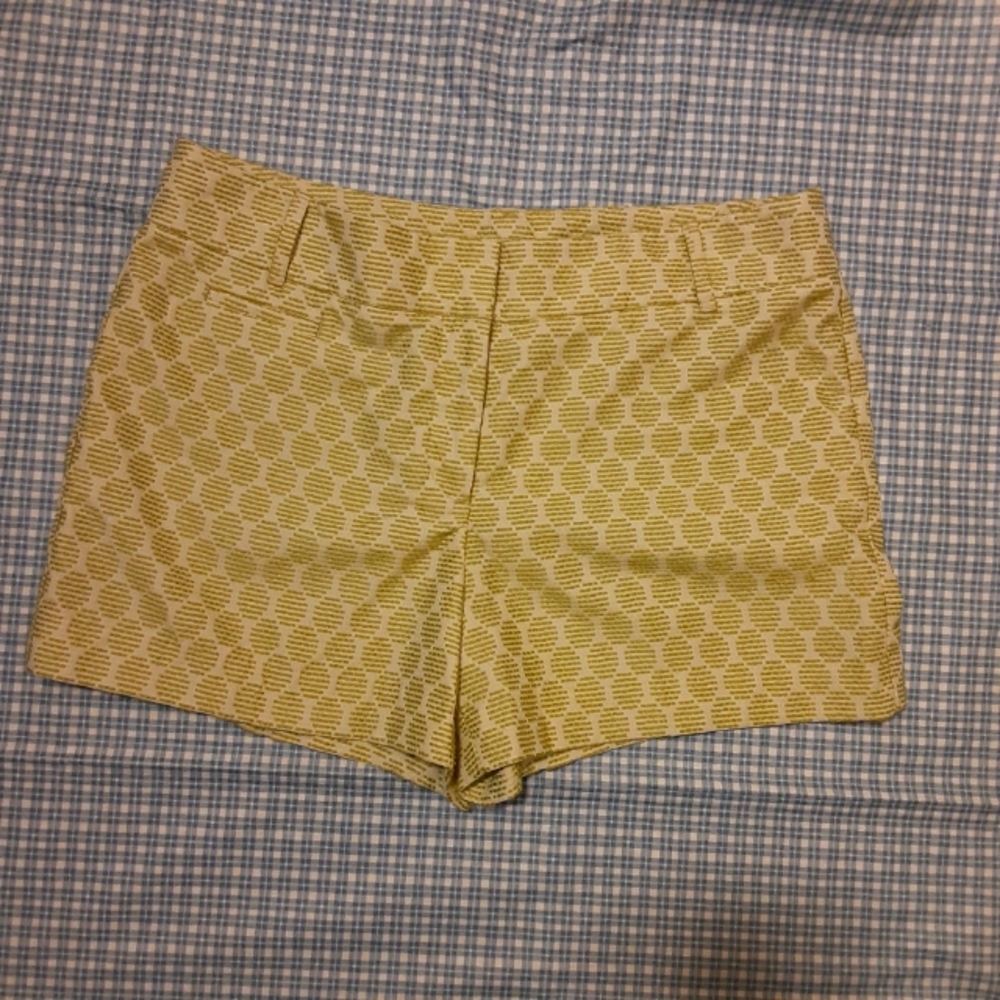 LOFT green & white embroidered shorts size 12